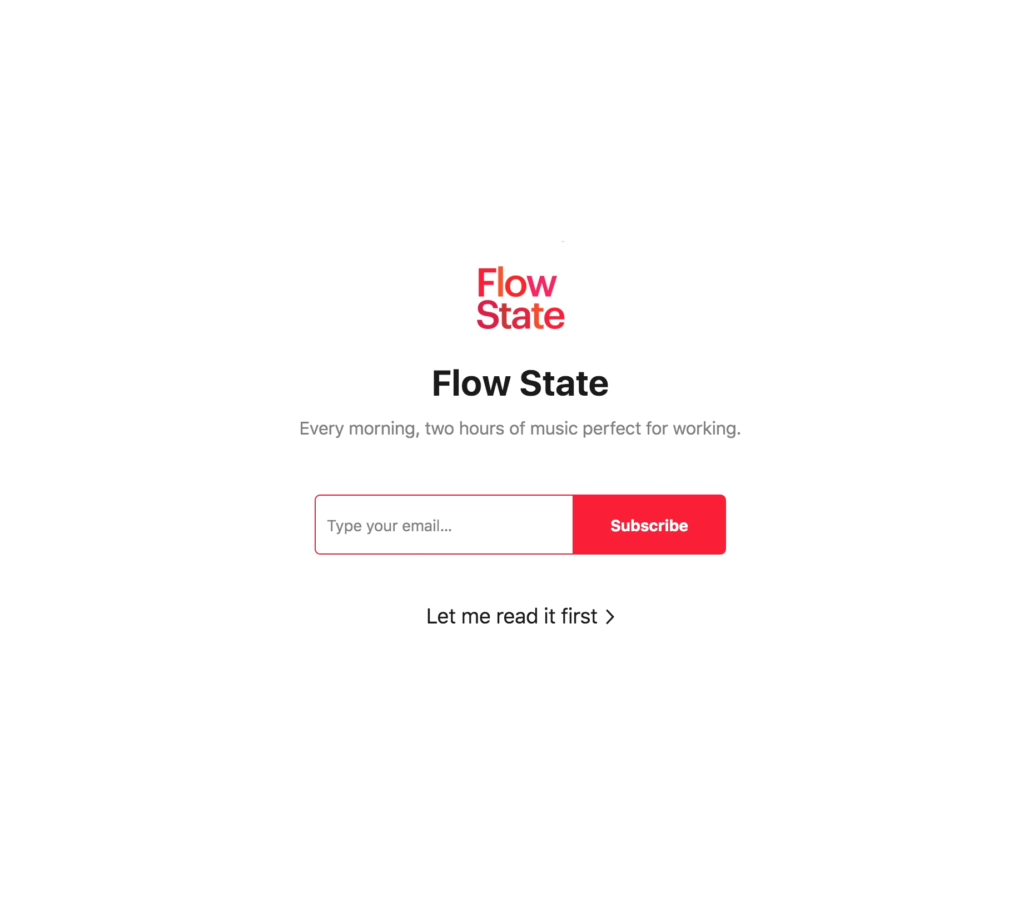 Flow State Sign Up Screenshot